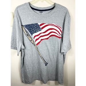 Gymboree American‎ Flag Baseball T Shirt Men's M Gray Patriotic Embroidered